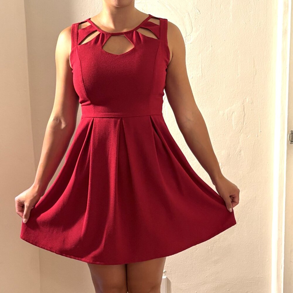 Red Speechless Dress W/Front Cut-Out Detail
